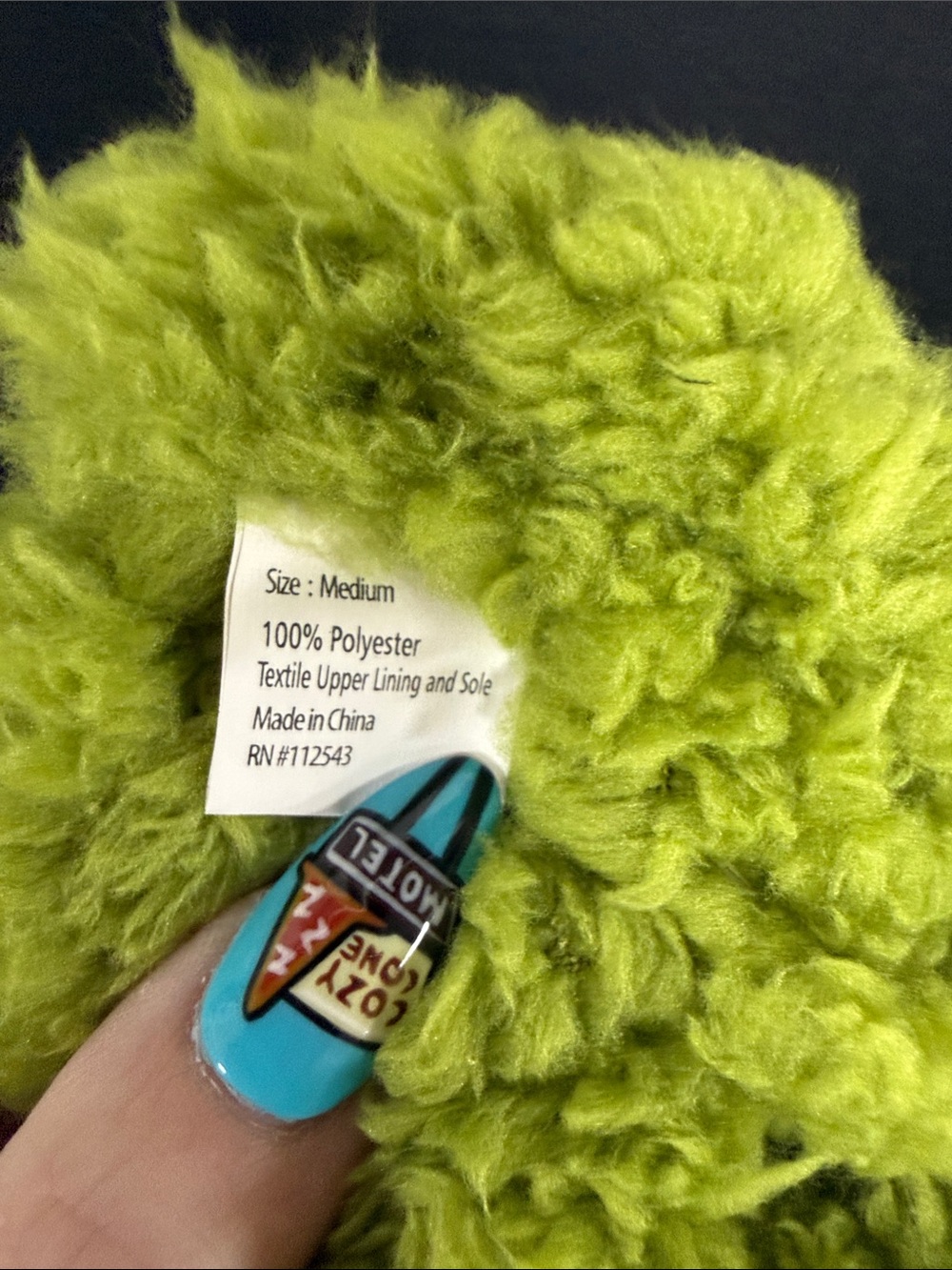 Snoozies! Toddler Black Slippers with Lime Green Faux-Fur Lining - Picture 5 of 5